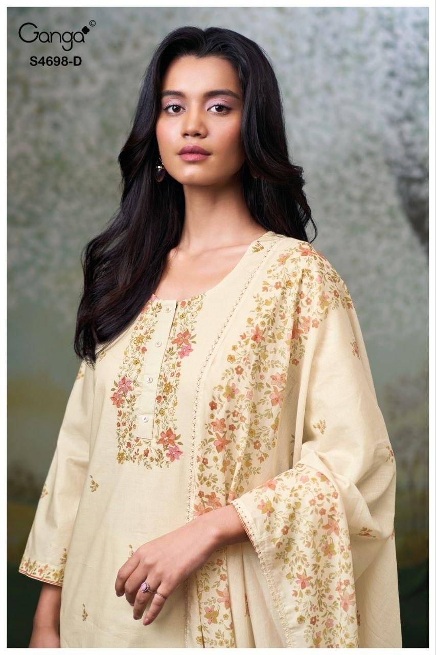 CHARISHA 4698 By Ganga Fashion 4698 A TO 4698 D Beautiful Festive Suits Stylish Colorful Fancy Casual Wear & Ethnic Wear PREMIUM COTTON Dresses At Wholesale Price